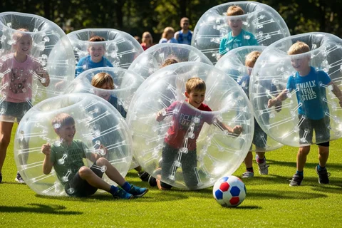 Bubble Soccer - bambini dentro le bolle gonfiabili